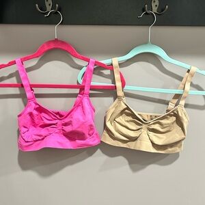 Feelingirl Women's Pink and Tan Bra Set